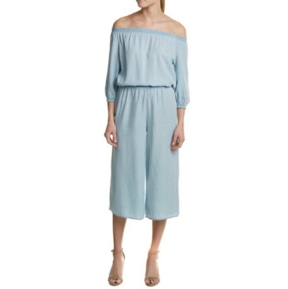 Walter Baker Off Shoulder Blue Denim Womens Jumpsuit Size XL